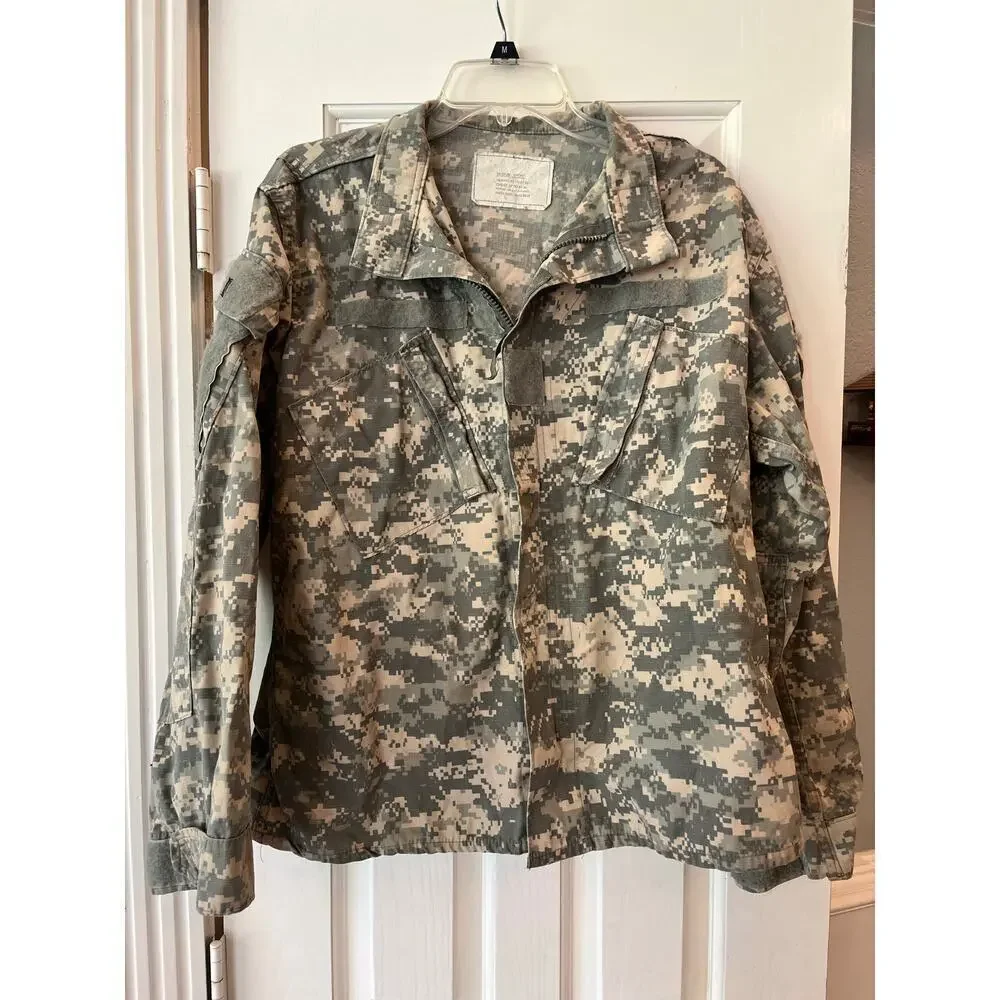 Military Combat Digital Camo Jacket Men Medium Short Costume Full Zip Hiking